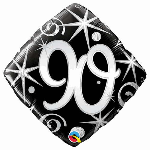 90th Elegant Sparkles And Swirls Foil Balloon