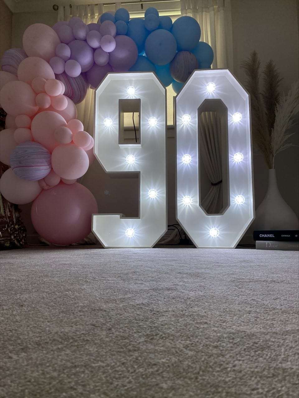 Light up 4 ft wooden numbers to hire