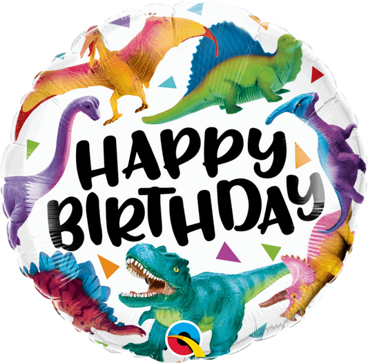 Colourful Dinosaurs Happy Birthday Foil Balloon