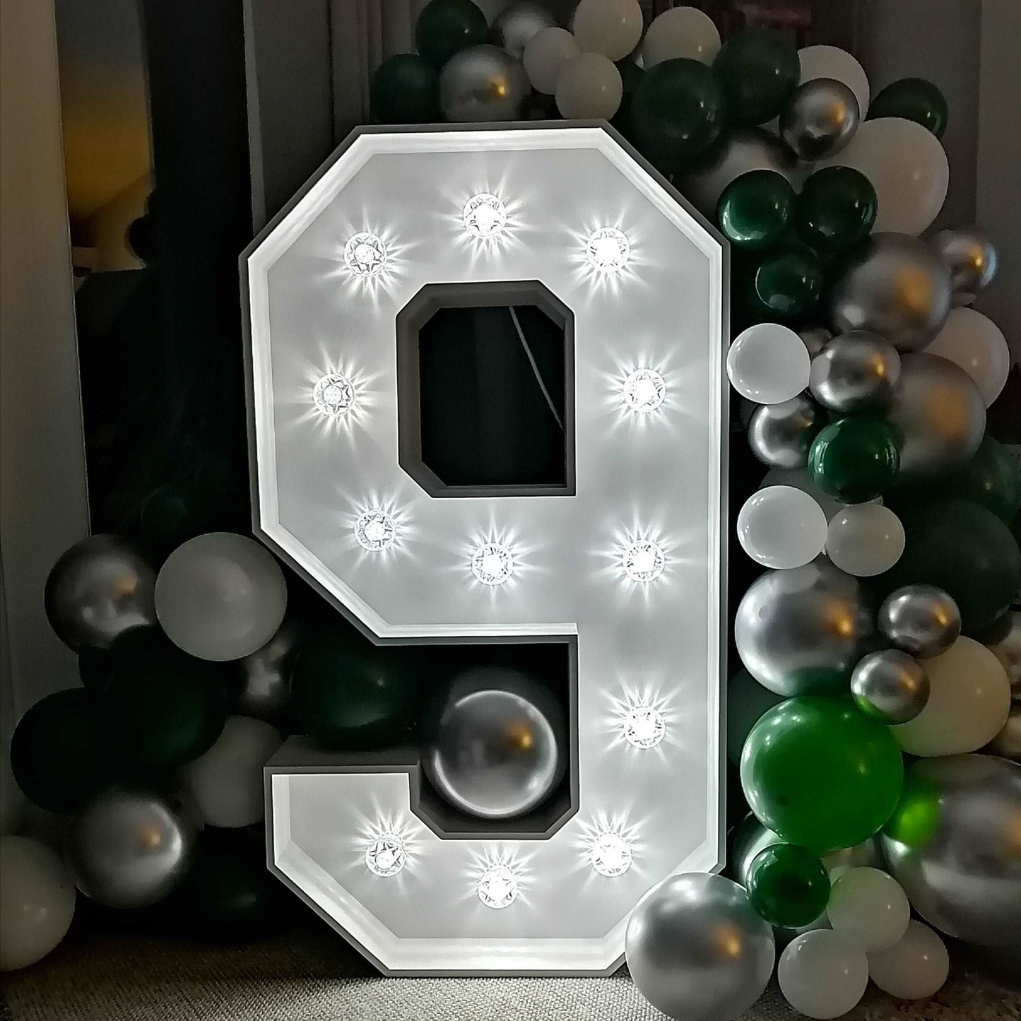 Light up 4 ft wooden numbers to hire