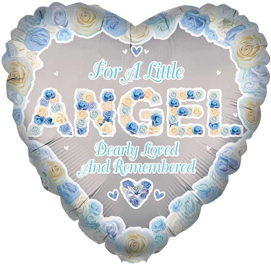 Just For A Little Angel Remembrance Blue Heart Foil Balloon