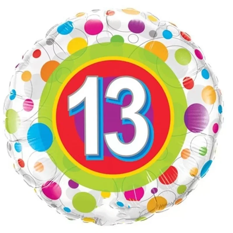 Age 13 Colourful Dots Birthday Foil Balloon