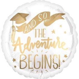 And So The Adventure Begins Graduation Foil Balloon