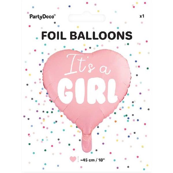 Baby Girl Its A Girl Pink Heart Foil Balloon Package