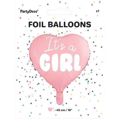 Baby Girl Its A Girl Pink Heart Foil Balloon Package