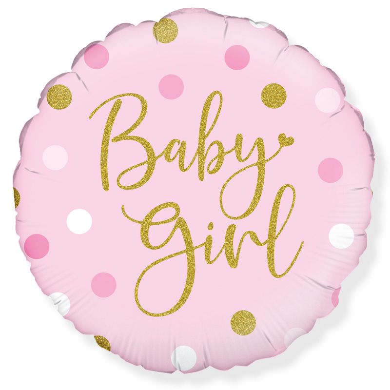 Baby Girl Dots Holographic Foil Balloon