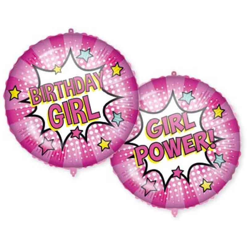 Birthday Girl Power-Dual Faced Foil Balloon