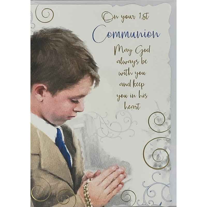 Male First Holy Communion Greeting Card