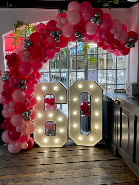 Light up 4 ft wooden numbers to hire