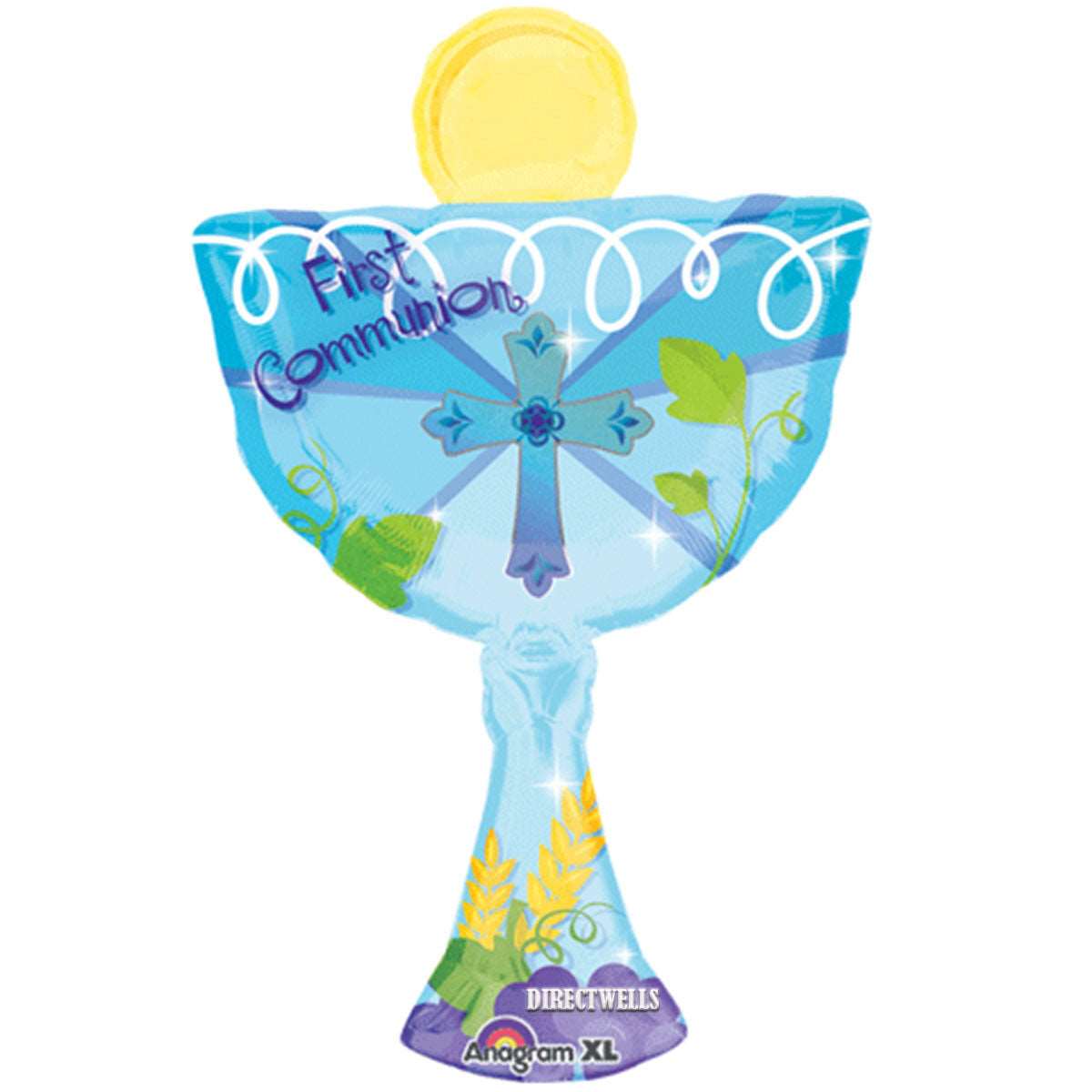 1st Communion Chalice Cup Super Shape Balloon - Blue