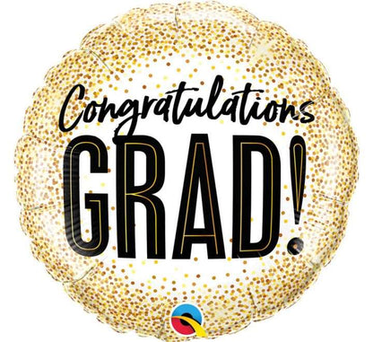 Grad Gold Glitter Dots Foil Balloon