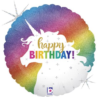 Glitter Unicorn Birthday Foil Balloon