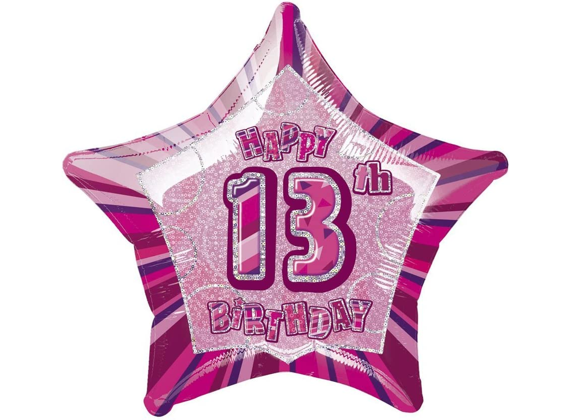 Glitz Pink Happy 13th Birthday Balloon