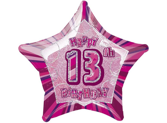 Glitz Pink Happy 13th Birthday Balloon