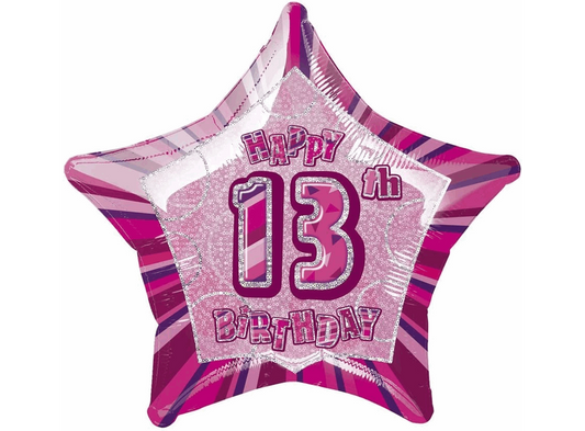 Glitz Pink Happy 13th Birthday Balloon