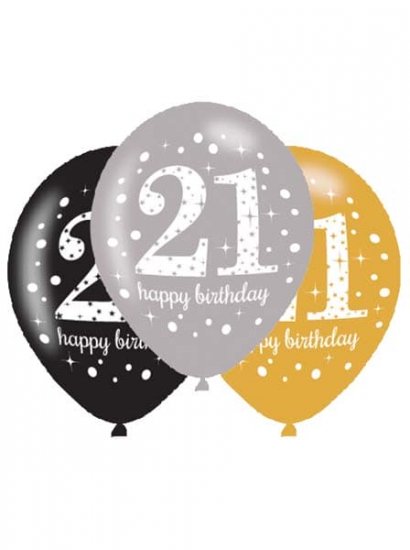 Gold Celebration Age Birthday Latex Balloons 6pk