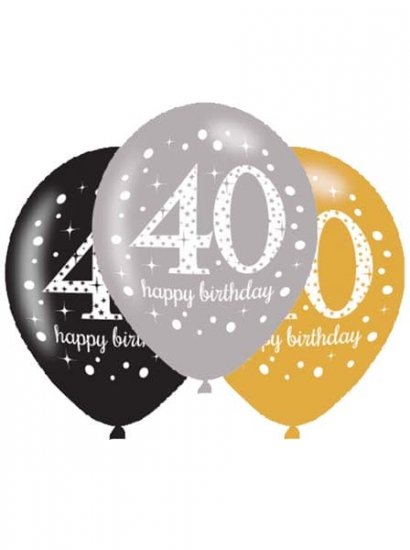 Gold Celebration Age 40th Birthday Latex Balloons