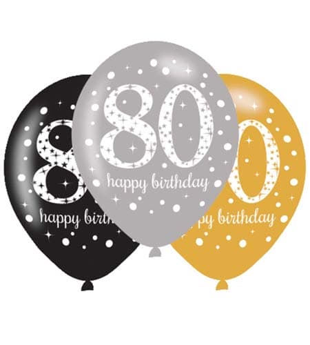 Gold Celebration Age Birthday Latex Balloons 6pk