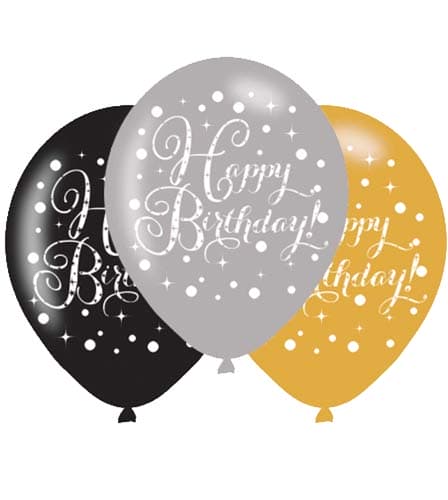Gold Celebrations Happy Birthday Latex Balloons 6pk