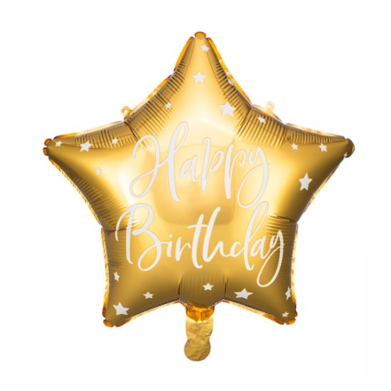 Gold Happy Birthday Star Foil Balloons