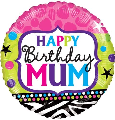 Happy Birthday Mum Bright Foil Balloon