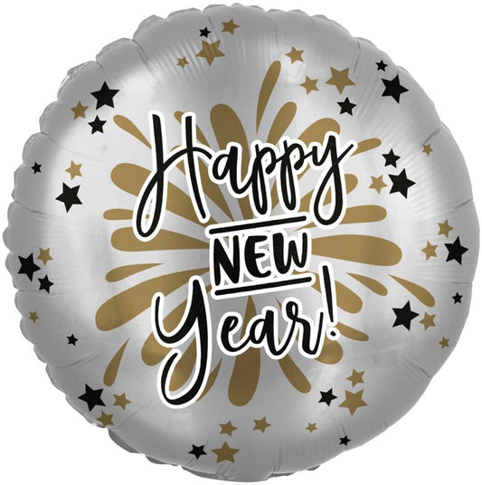 Happy New Year Silver 18 Inch Foil Balloon