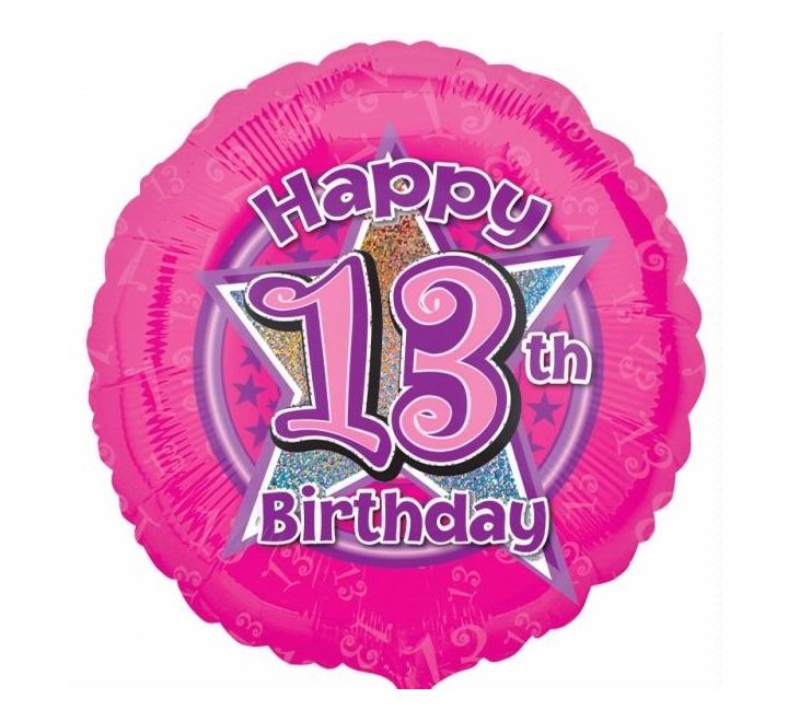 Happy 13th Birthday Pink Star Foil Balloon