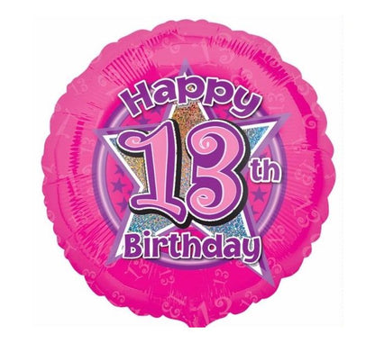 Happy 13th Birthday Pink Star Foil Balloon