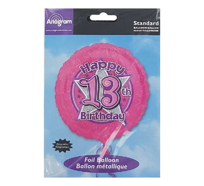 Happy 13th Birthday Pink Star Foil Balloon