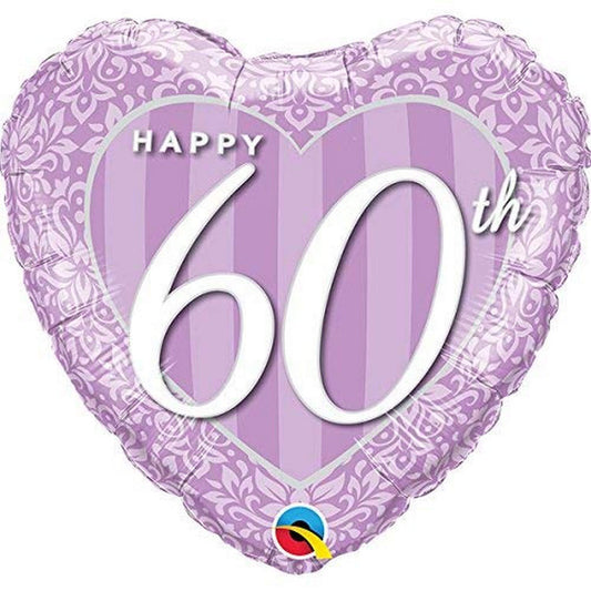 Happy 60th Damask Heart Foil Balloon