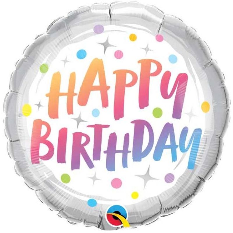 Birthday Rainbow Round 18 Inch Foil Balloon Sold: Single Approx. size: 43cm / 18 in