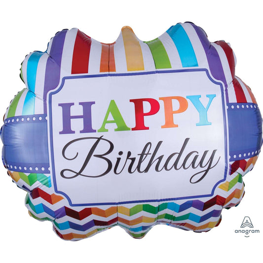 Happy Birthday Stripe & Chevron Foil Balloon