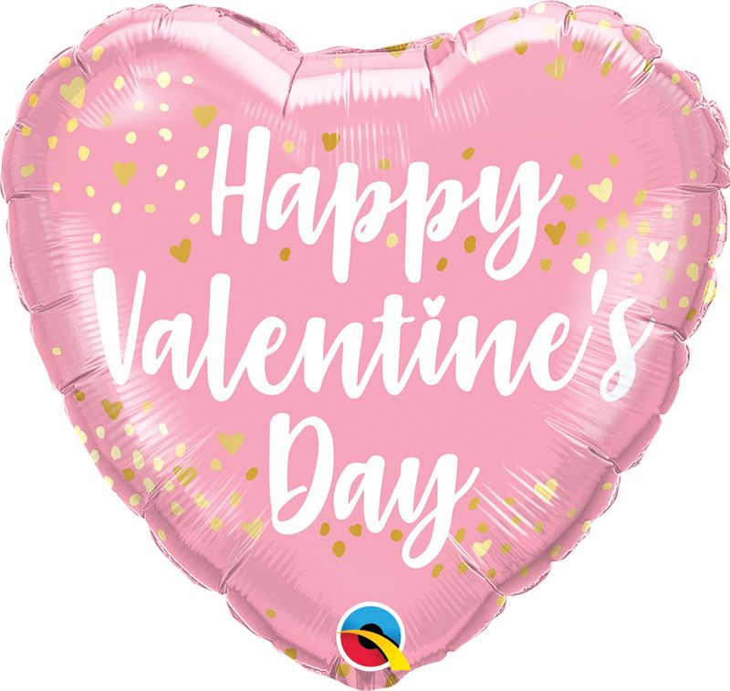 Heart Happy Valentines Day Pink Foil Balloon