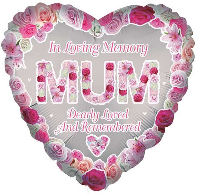 Mum Remembrance Heart Foil Balloon