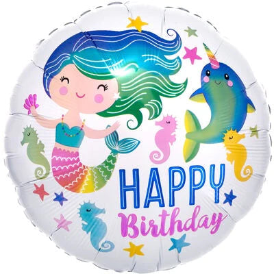 Mermaid And Narwhal Foil Balloon - 18"
