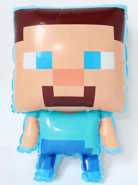 TNT Minecraft Steve Pixel Gamer Foil Balloon