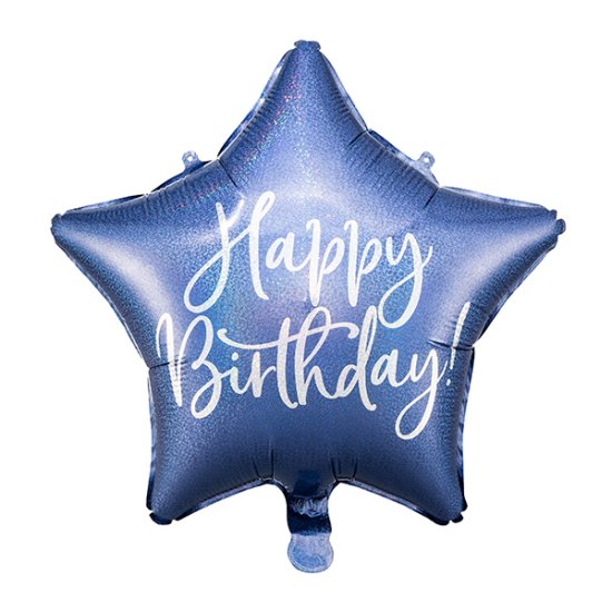 Navy Blue Happy Birthday Star Foil Balloons