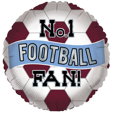 No.1 Football Fan Claret & Blue Foil Balloon