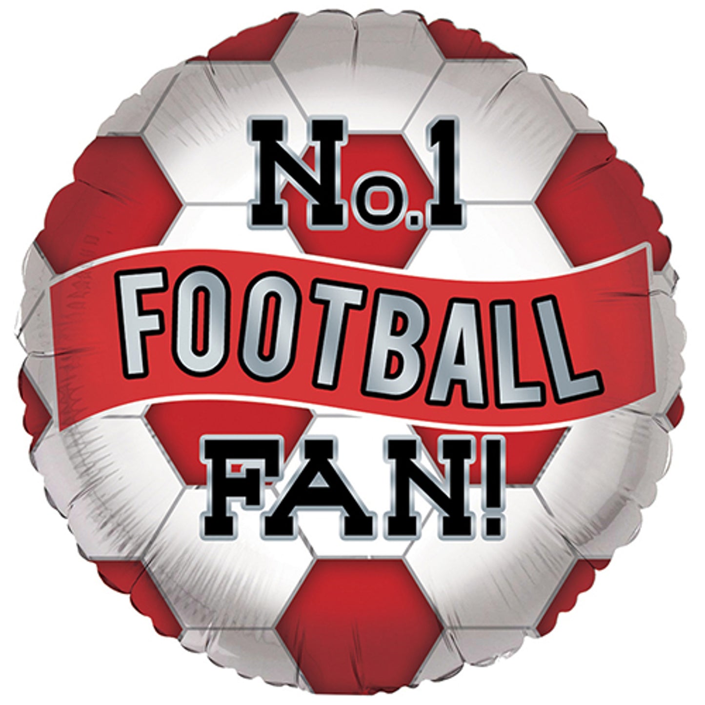 No.1 Football Fan Red & White Foil Balloon