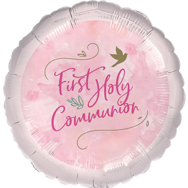 First Holy Communion Pink Foil Balloon