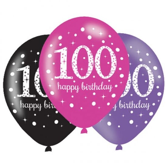 Pink Celebration Age Birthday Latex Balloons 6pk