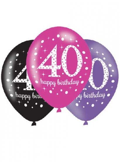 Pink Celebration Age Birthday Latex Balloons 6pk