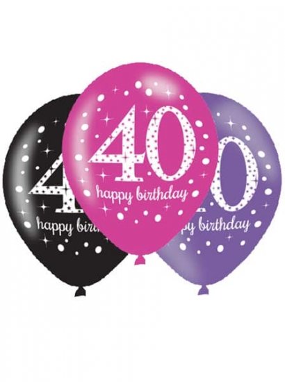 Pink Celebration Age 40th Birthday Latex Balloons