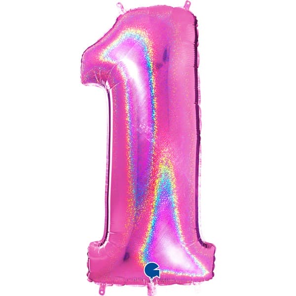 Pink Holographic Glitter Numbers