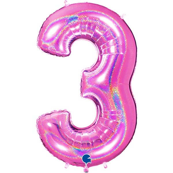 Pink Holographic Glitter Numbers