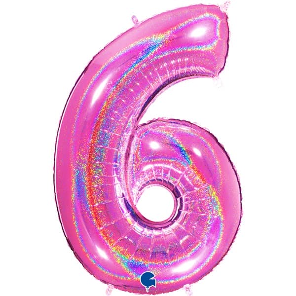 Pink Holographic Glitter Numbers