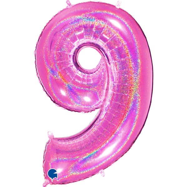 Pink Holographic Glitter Numbers