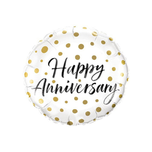 Happy Anniversary Gold Dots Foil Balloon