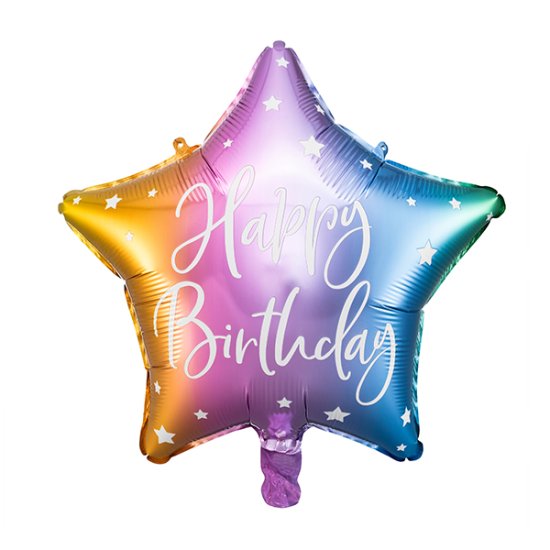 Rainbow Happy Birthday Star Foil Balloons