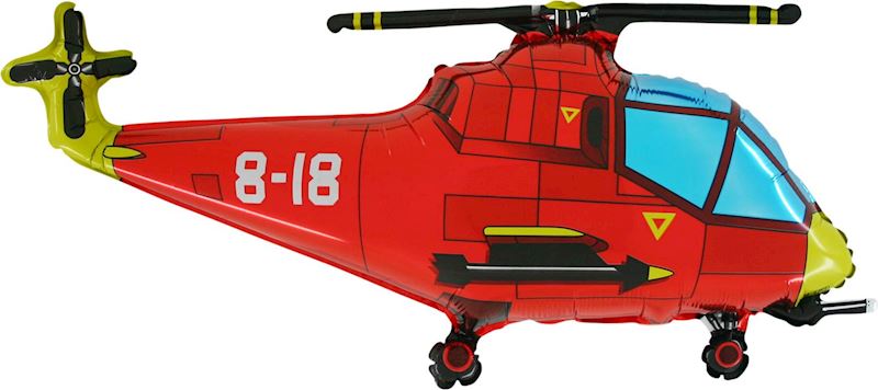 Red Helicopter Shaped Foil Balloon